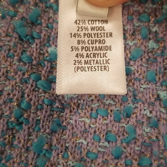 💕ST. JOHN💕 Cotton Blend Confetti Tweed Boucle Metallic Knit Midi Skirt Blue 14 - Picture 9 of 16